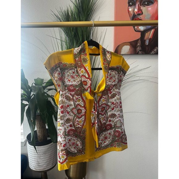 Anthropologie Maeve Scarf-Printed Silk Blouse - Size 4 - Picture 9 of 14